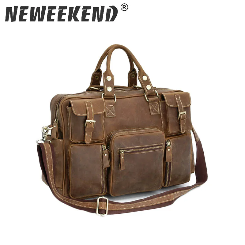 

Free Shipping Vintage Style Mens genuine leather large luggage duffle gym bag shoulder tote handbag travel bag 3062
