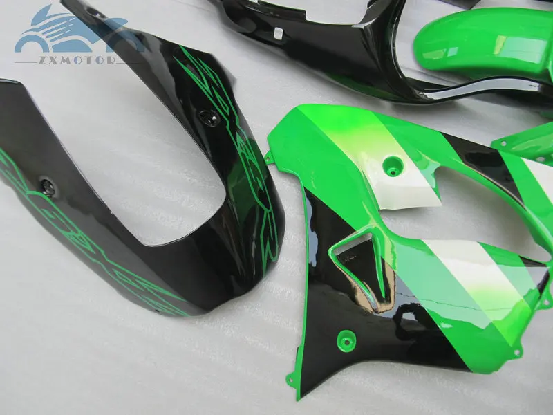 Индивидуальные полный комплект обтекателей для KAWASAKI Ninja ZX9R 00 01 ABS пластиковые гоночные Обтекатели набор 2000 2001 ZX 9R Зеленый Черный Запчасти