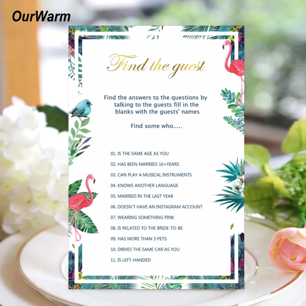 

OurWarm 50pcs Card Games Find The Guests Wedding Bridal Shower Party Supplies Bachelorette Party Game Card