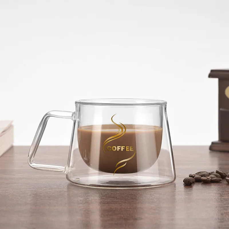 

Hoomall Clear Double Glass Coffee Mugs With Handle Heat Resistant Handgrip Cups Tea Milk Coffee Mug Drinkware Kitchen Tool