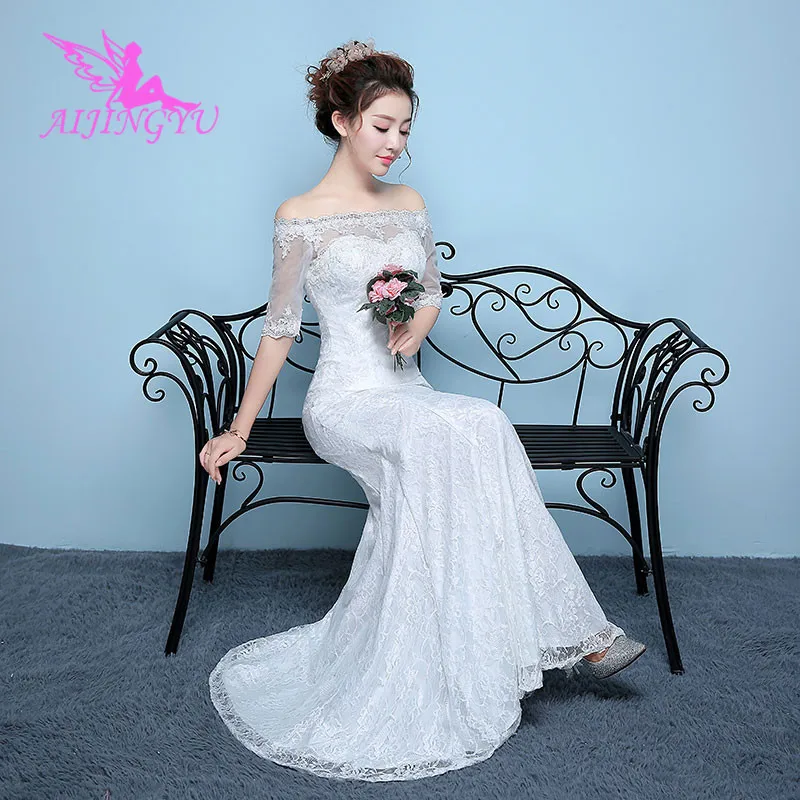 Vestido de Baile Rendas até Voltar Vestidos de Noiva Vestido de Casamento Aijingyu Bela Nova Venda Quente Barato Formal Wk155 2021 2 Vestidos de Noiva