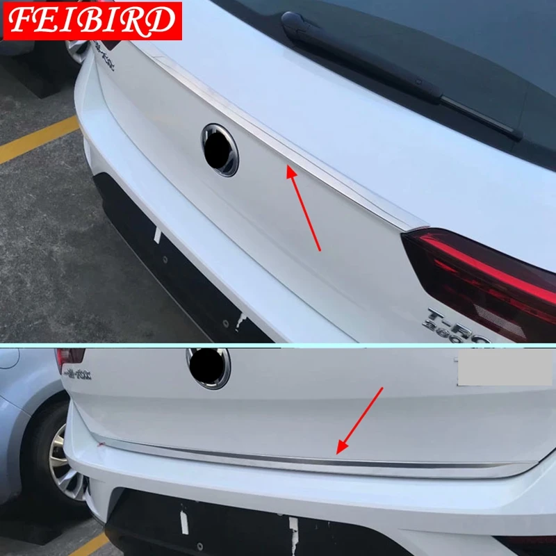 

Auto Accessory For Volkswagen T-Roc T Roc 2018 2019 2020 2021 Rear Tail Trunk Lid & Upper Tailgate Overlay Strip Cover Trim