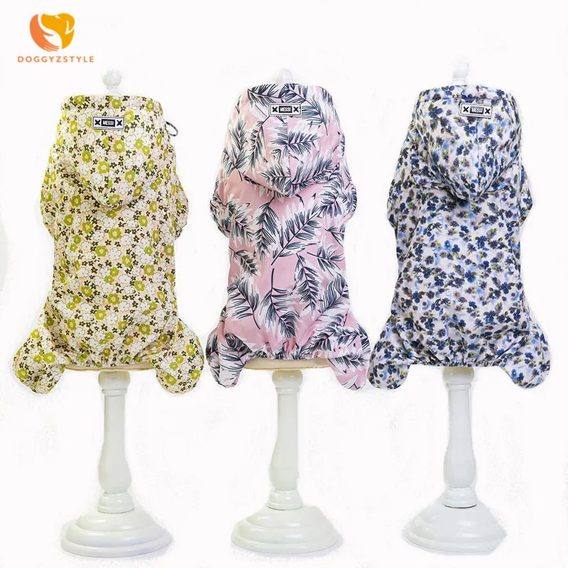 Small Dog Floral Raincoat Pet Cat Waterproof Outdoor Dogs Rain Coat Europe and America Clothes Apparel S M L XL XXL DOGGYZSTYLE | Дом и сад