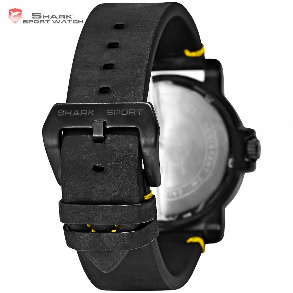 Greenland Shark 2 Series Sport Watch Yellow Date Crazy Horse Leather Band Strap Quartz Men Clock montre homme Wrist Watch /SH455 Greenland Shark 2 Series Sport Watch Yellow Date Crazy Horse Leather Band Strap Quartz Men Clock montre homme Wrist Watch /SH455
