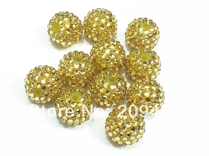 

20mm 100pcs/lot Light Champagne Resin Rhinestone Ball Beads,Chunky Beads For Kids Jewelry Making