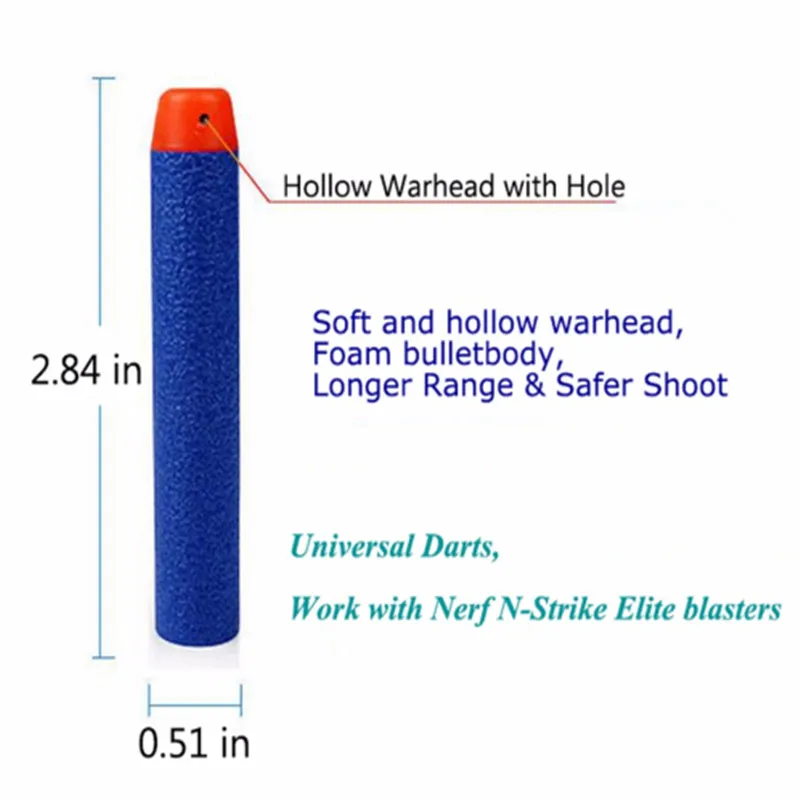100PCS Foam Soft Bullets Hollow Head Toy Gun Darts for Nerf Refill Darts 7.2cm Universal Blasters for N-strike Elite Series 100PCS Foam Soft Bullets Hollow Head Toy Gun Darts for Nerf Refill Darts 7.2cm Universal Blasters for N-strike Elite Series