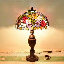 40 см телесные кантри цветы Тиффани настольная лампа в стиле кантри Витражная Лампа для спальни прикроватная лампа E27 110-240 В