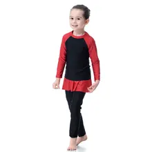 Комплект из 3 предметов для девочек, комплекты Буркини, исламские купальные костюмы с оборками, Maillot De Bain, полный охват, купальники, мусульманские пляжные купальные костюмы, VKYY1044