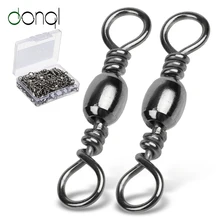 DONQL 50/100 шт. рыболовный Вертлюг баррель прокатки разъем 1#14-# бронзовых морских рыболовных крючков подшипник поворотный разъем рыболовные принадлежности