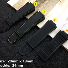 Качественные брендовые 29x19 мм силиконовый резиновый ремешок для часов Ремешок для часов Hublot ремень серии для king power с логотипом в виде бабочки Пряжка 24 мм