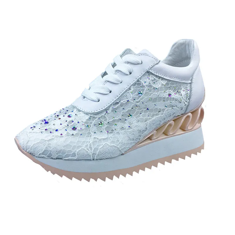 

Shoes Woman Autumn High Heels Rivets Platform White Sneakers Sapato Feminino Lace Up Increasing Ladies Shoes Zapatos De Mujer
