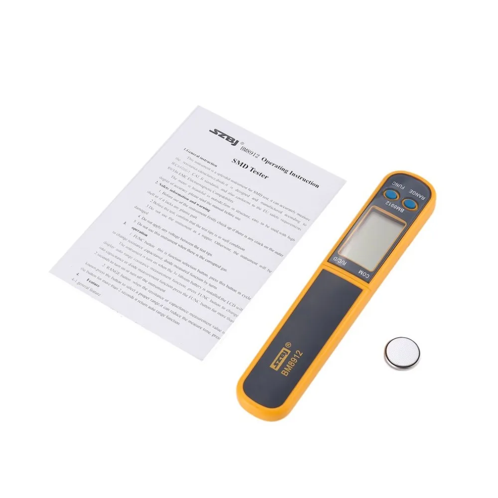 

BM8912 Smart SMD Tester Resistance Capacitance Diode Digital Multimeter Mini Meter Probe Test Clip Tweezers Auto Scanning