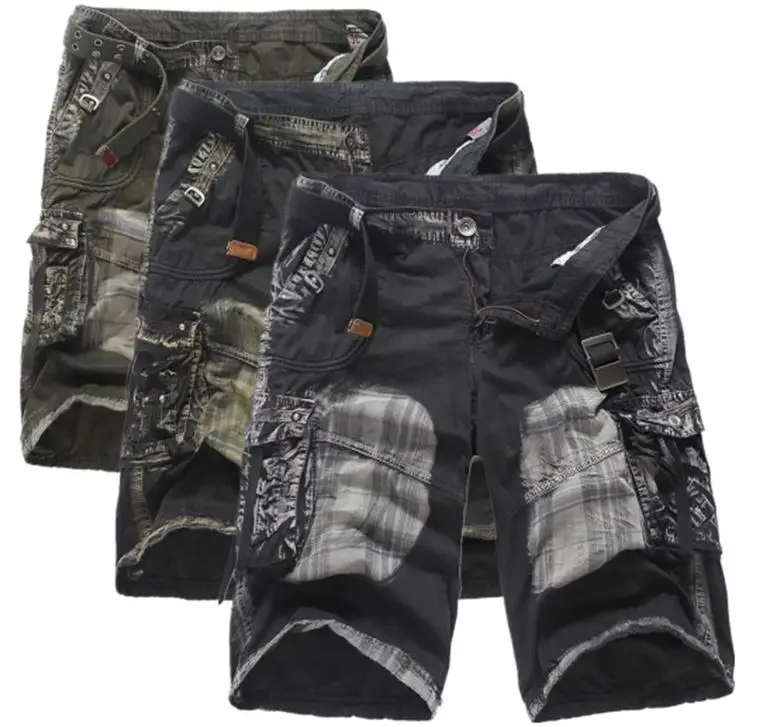 

Men Shorts 2019 Fashion Plaid Beach Shorts Mens Casual Camo Camouflage Shorts Military Short Pants Male Pants Cargo Overalls