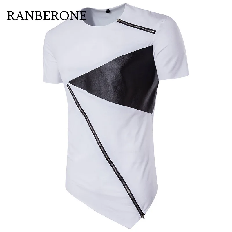 

Ranberon summer Cotton silk siksilk T shirt Gradient Printed T-shirts Short Sleeves Hip Hop Tshirt shirts Tops Men Longline tees