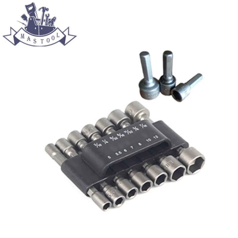 

14pcs Metric Quick Change Power Driver Nut Bit Set Screwdriver Nut drivers Hand Tools Wrench 1/4 Hex Cordless Drill Nut-Driver