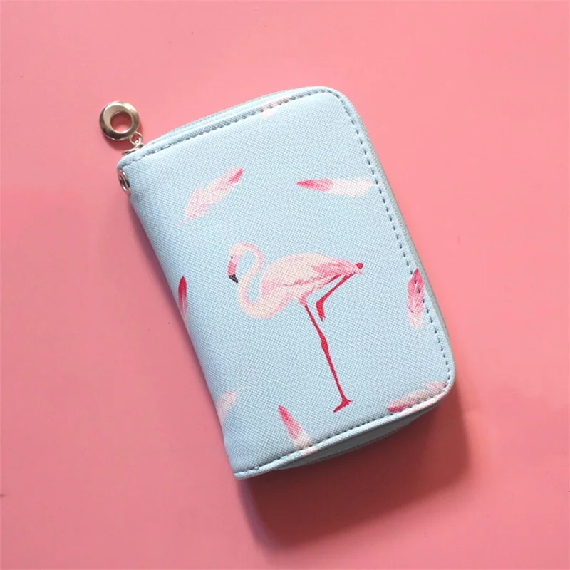 

Flamingo Wallets For Girls PU Leather Women's Purse Female Wallet Card Holder Cute Animal Prints Mini Purses Zipper Student Bags