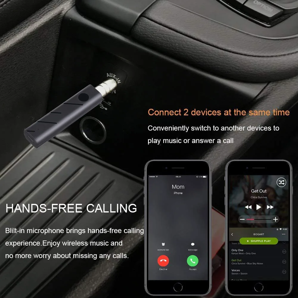 

Mini Wireless Bluetooth Car Kit Hands free 3.5mm Jack AUX Audio Receiver Adapter Hands free Mic Car Kit Jack AUX 30
