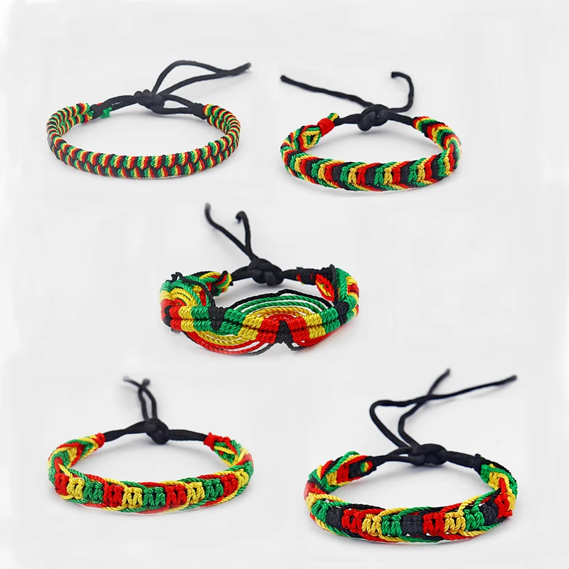 

5pcs Mixed Rasta Friendship Bracelet WRISTBAND Cotton Silk Reggae Jamaica Surfer Boho