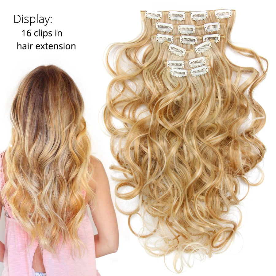 Alileader 22 pollici 6 pz/set Ricci Sintetico Falso Ricci Extensions Resistente Al Calore Parrucchino Ombre Per Le Donne Nero Marrone Rosa