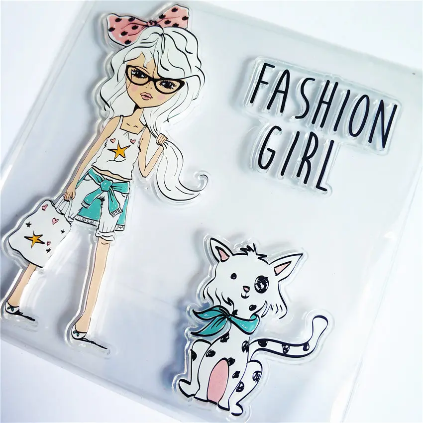 

Colorful Cool girl Transparent Clear Stamps / Silicone Seals Roller Stamp for DIY scrapbooking photo album/Card Making