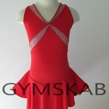 Платье для фигурного катания, женское платье для девочек, платье для фигурного катания, костюм для гимнастики без рукавов 8019