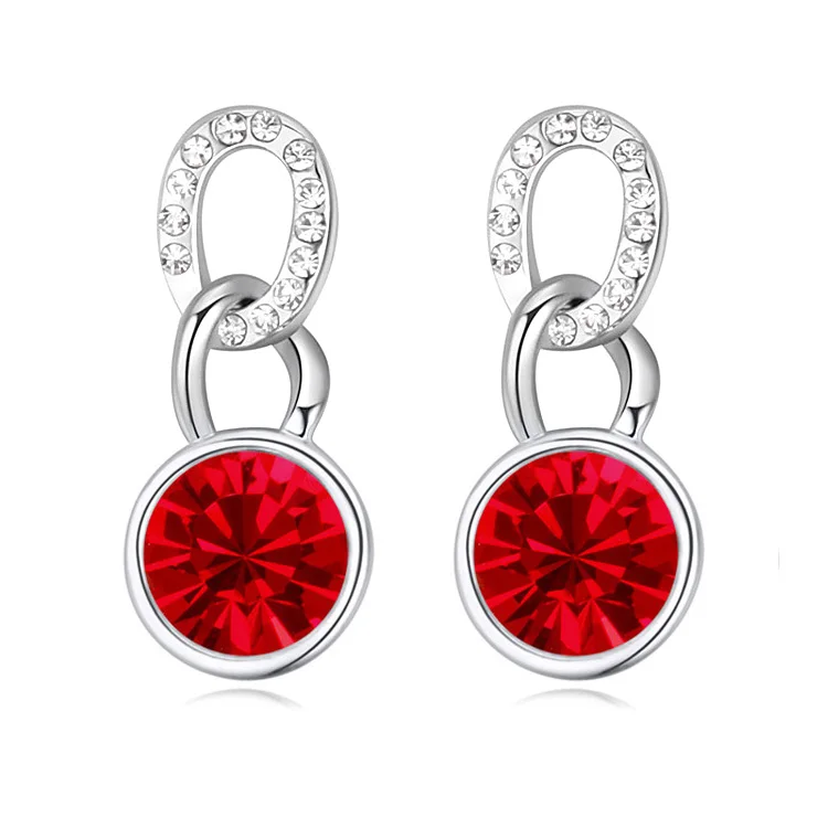 Женские серьги подвески Anngill Серебристые с кристаллами Swarovski модные