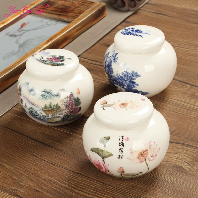 

JIA-GUI LUO Ceramic tea box Dried fruit storage cans Sealed bottle Tea Accessories Pu'er tea storage box ceramic jar D093