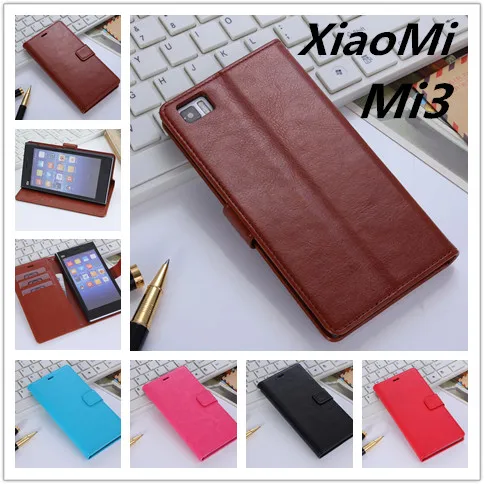 Роскошный чехол кошелек Capa Fundas XiaoMi Mi3 кожаный книжка с подставкой и отделением