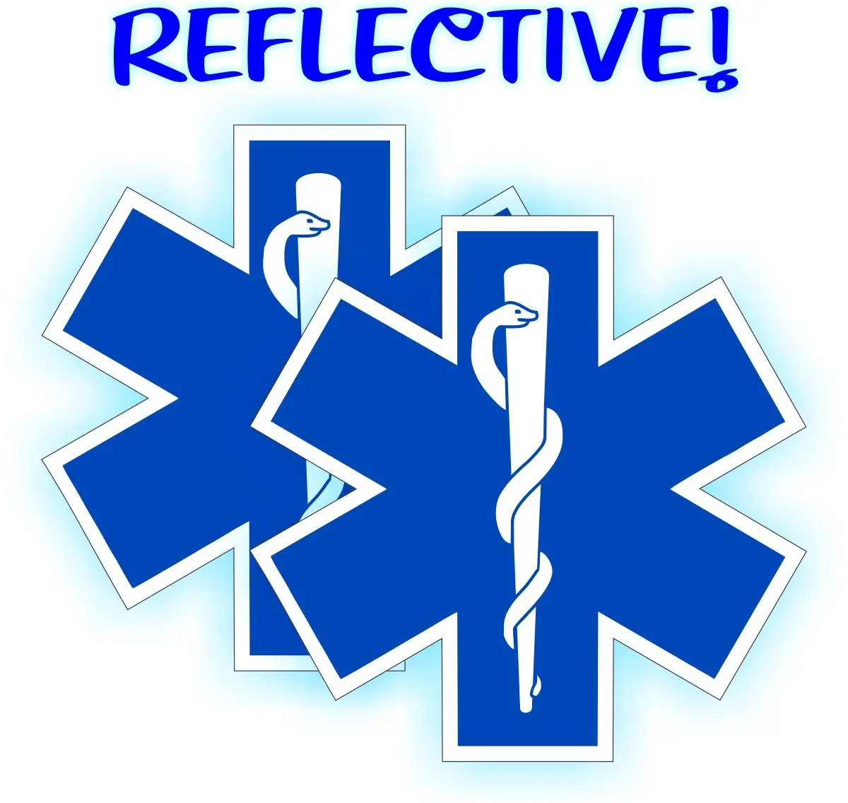 

For (2) REFLECTIVE Star of Life Hard Hat Stickers Fire Rescue Helmet Paramedic EMT CPR AED First Aid Nurse RN DMT