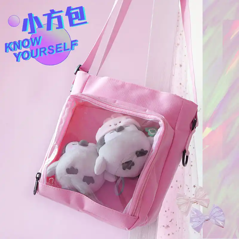 Details about / Japanese Lolita Harajuku Square Shoulder Itabag Crossbody Transparent Handbag