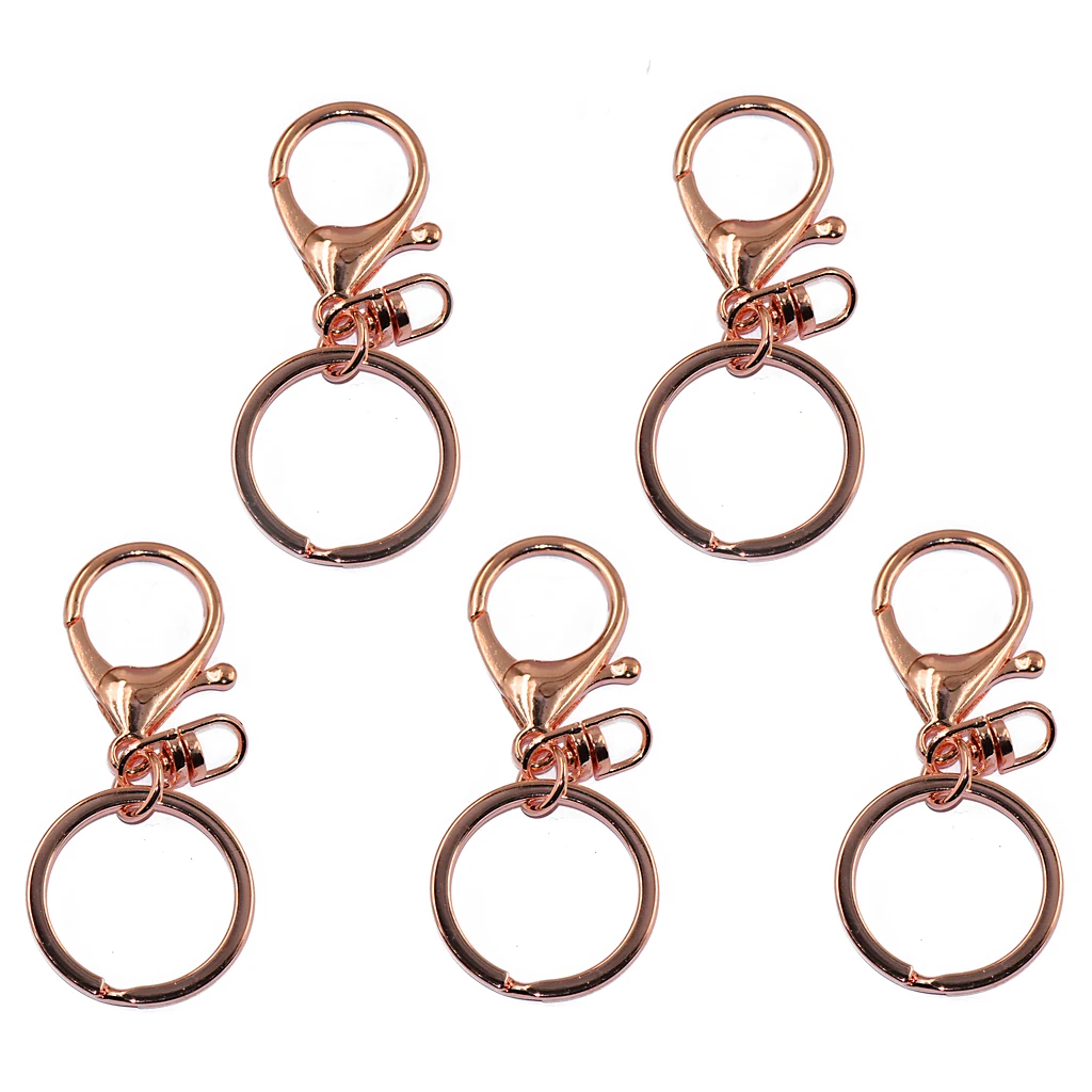 

5 PCS Wholesale 360 Degree Swivel Lobster Clasp with Split Rings for Keychain 65mm Rose Gold Bag Purse Clasp Findings
