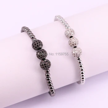 

5Pcs CZ Ball Connector 4mm Round Beads Bracelets & Bangles Braided Macrame Jewelry