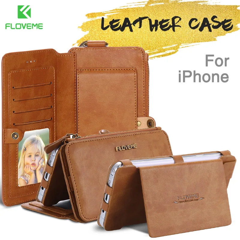 

FLOVEME Original Leather Case For iPhone 6 6s 7 8 Plus Cases Card Slot Phone Cover For iPhone X XS Max XR Wallet Flip Funda Capa