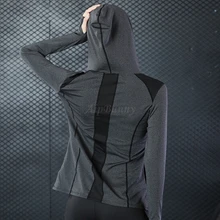 Толстовки с капюшоном и с длинным рукавом аппликация на куртку Цвет дышащая куртка Гимнастерка для занятий йогой и фитнесом, спортивные Для женщин топы для бега, спортзала Костюмы