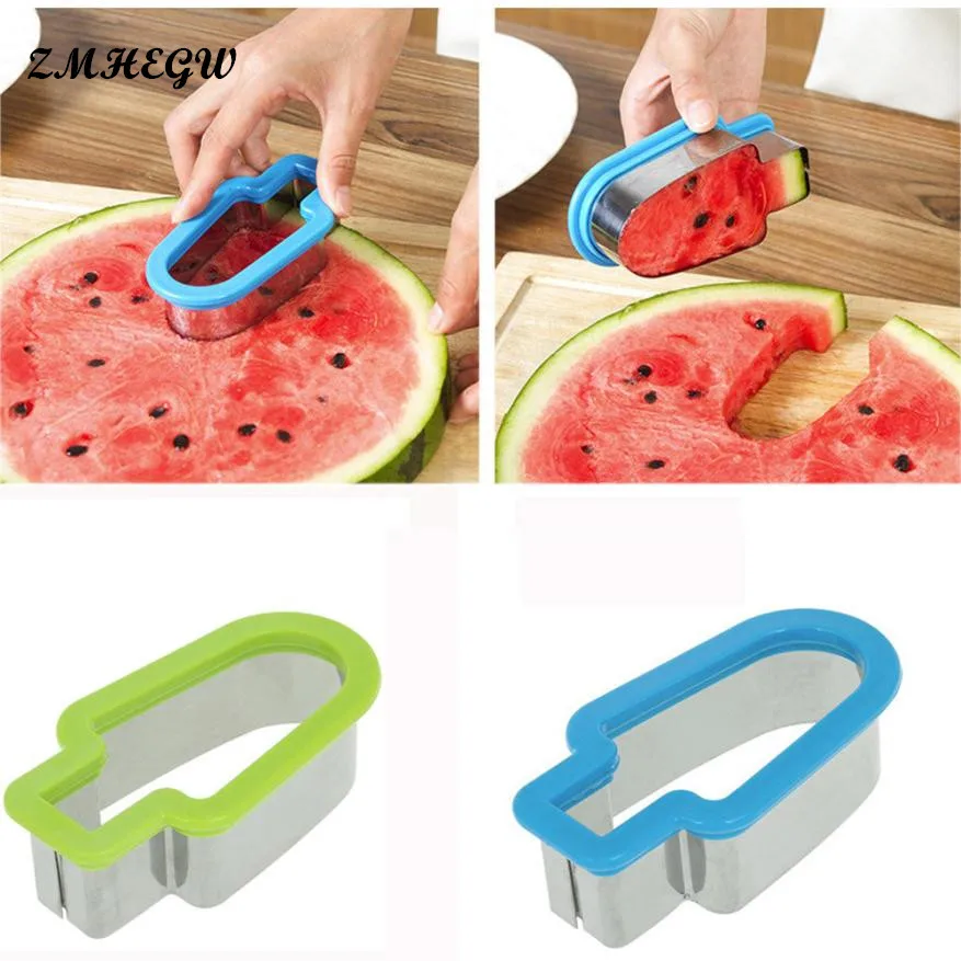 

ZMHEGW New 1PC 12*6.5*4cm Creative Watermelon Slicer Ice Cream Popsicle Shape Melon CutterMold Tool Practical Popsicle Molds New