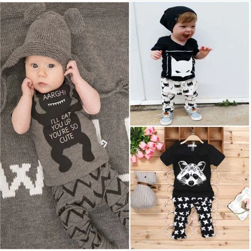 

2016 New summer baby clother sets Cotton short sleeve infant clothes 2 pcs baby clothing sets baby boy clothes