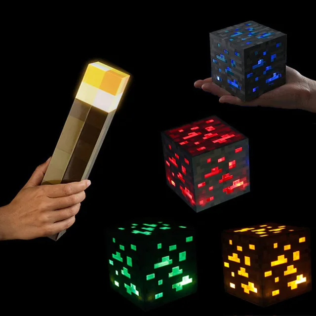 

New Color Mirafted Action Figure Torch Mirafter Hand Held Wall Mount Popular Redstone Square Minecrafted Light Model Toy