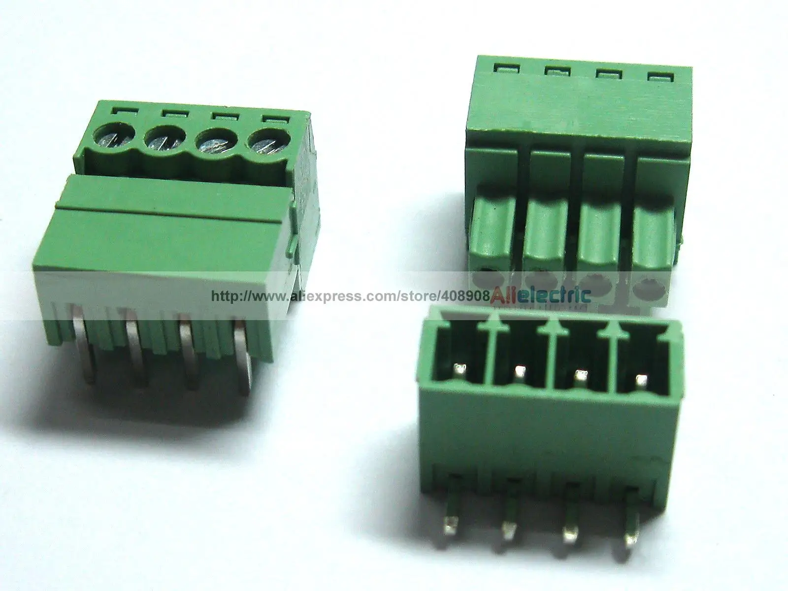 

100 Pcs/lot Screw Terminal Block Connector 3.81mm Angle 4 Pin Green Pluggable Type