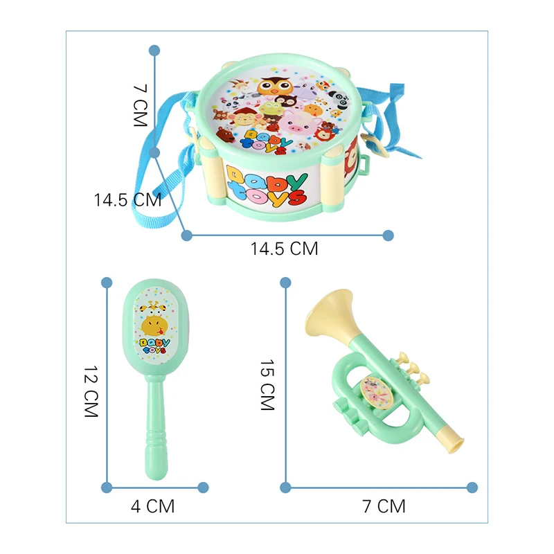 6 шт./компл. образования детей игрушка набор инструментов комплект барабана мелкий песок молоток Рог Наборы рано Игрушки для малышей в