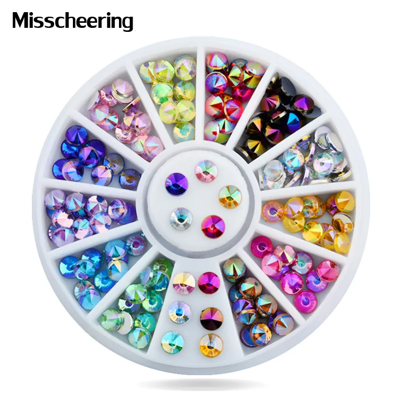 New 4mm High Quality Nail Art Tips Sharp Glitter Crystal Ab Colors 