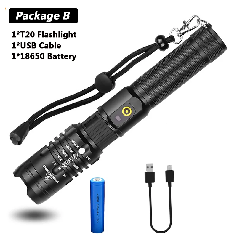 7600 lumens led flashlight the most powerful flashlight 18650 usb flashlight xhp50 lantern 18650 led flashlight hunting lights - Испускаемый цвет: B