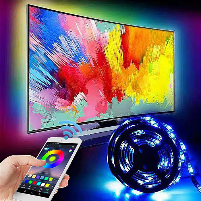 Bluetooth Светодиодная лента RGB USB 5050 DC5V ТВ ПОДСВЕТКА Fita De светодиодный RGB лента гибкий неоновый светильник светодиодный контроллер Bluetooth