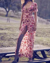 Women Gorgeous Saffron Maxi Dress Sexy Open Back With A Front Silt Silk Satin Sunset Floral Women Dress