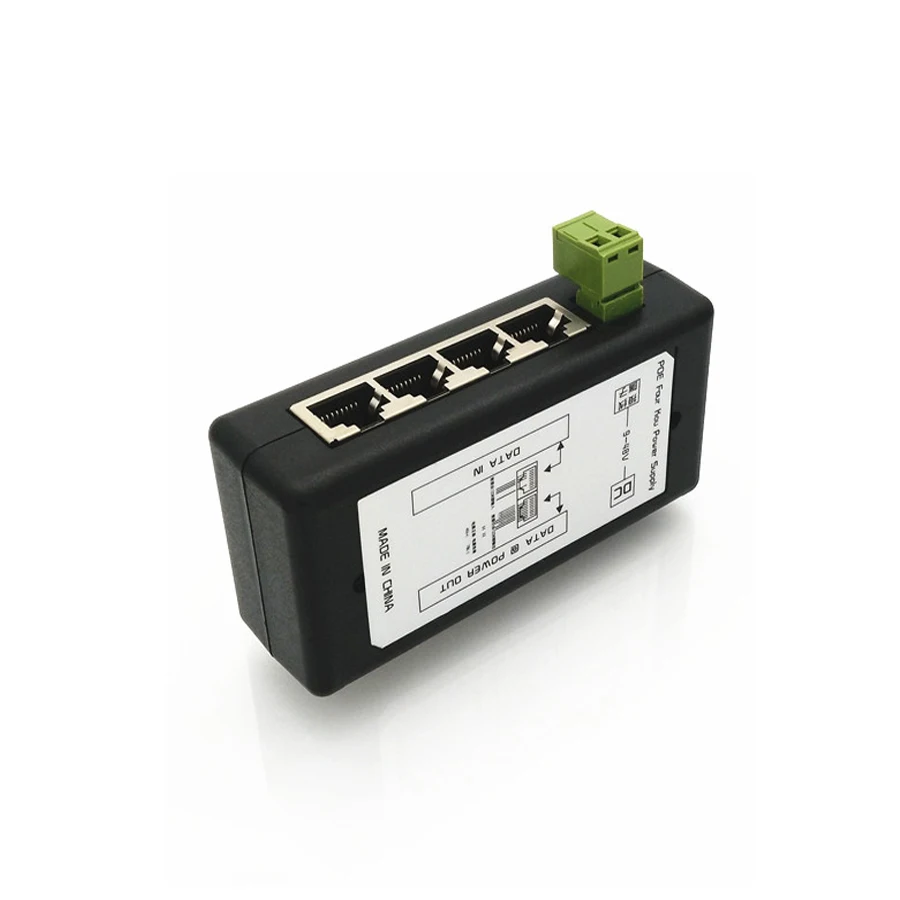 4 порта PoE инжектор 4CH PoE адаптер питания ethernet блок питания Pin 4,5(+)/7,8(-) Входной DC12V-DC48V для ip-камеры