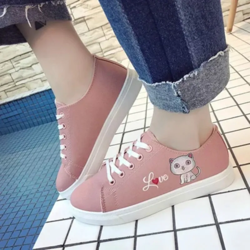 2018 الربيع الخريف المرأة العصرية القط قماش عبر التعادل الأحذية عارضة أحذية تزلج الأحذية قماش أحذية