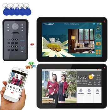 

9 inch 2 Monitors Wired / Wireless Wifi RFID Password Video Door Phone Doorbell Intercom System with + IR-CUT HD 1000TVL Camera