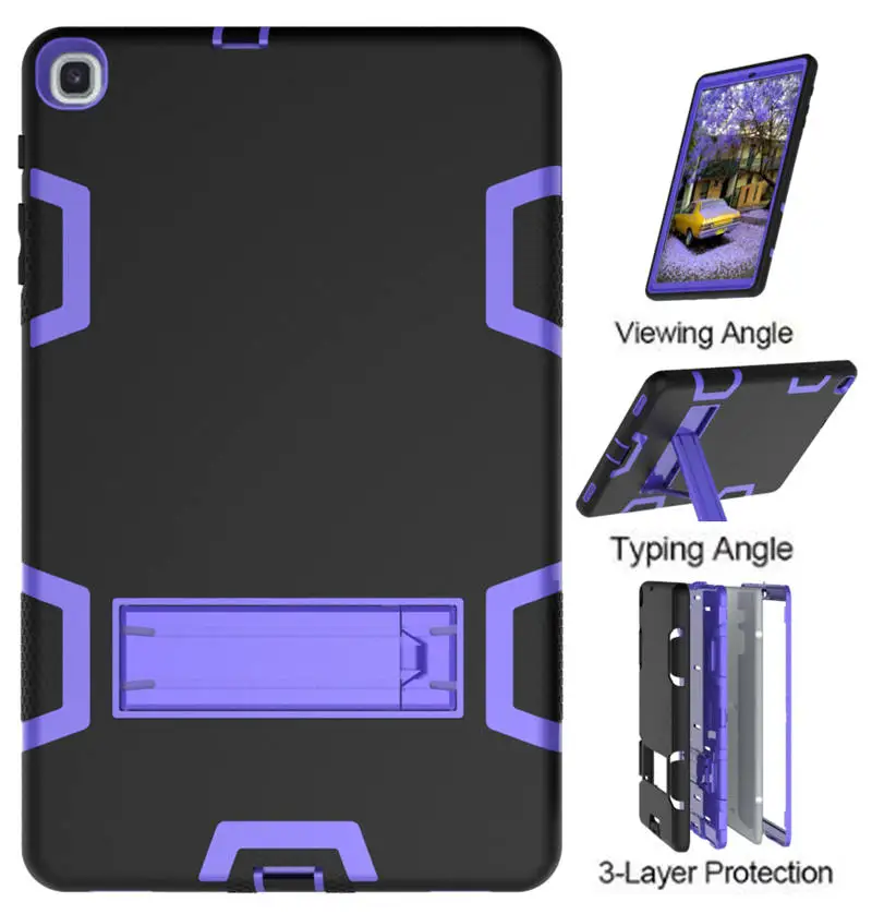 black purple Чехол для планшета ударопрочный чехол для Samsung Galaxy Tab A 360 Защитный чехол для Samsung Galaxy Tab A10.1 дюймов() T510/T515 - Цвет: black purple