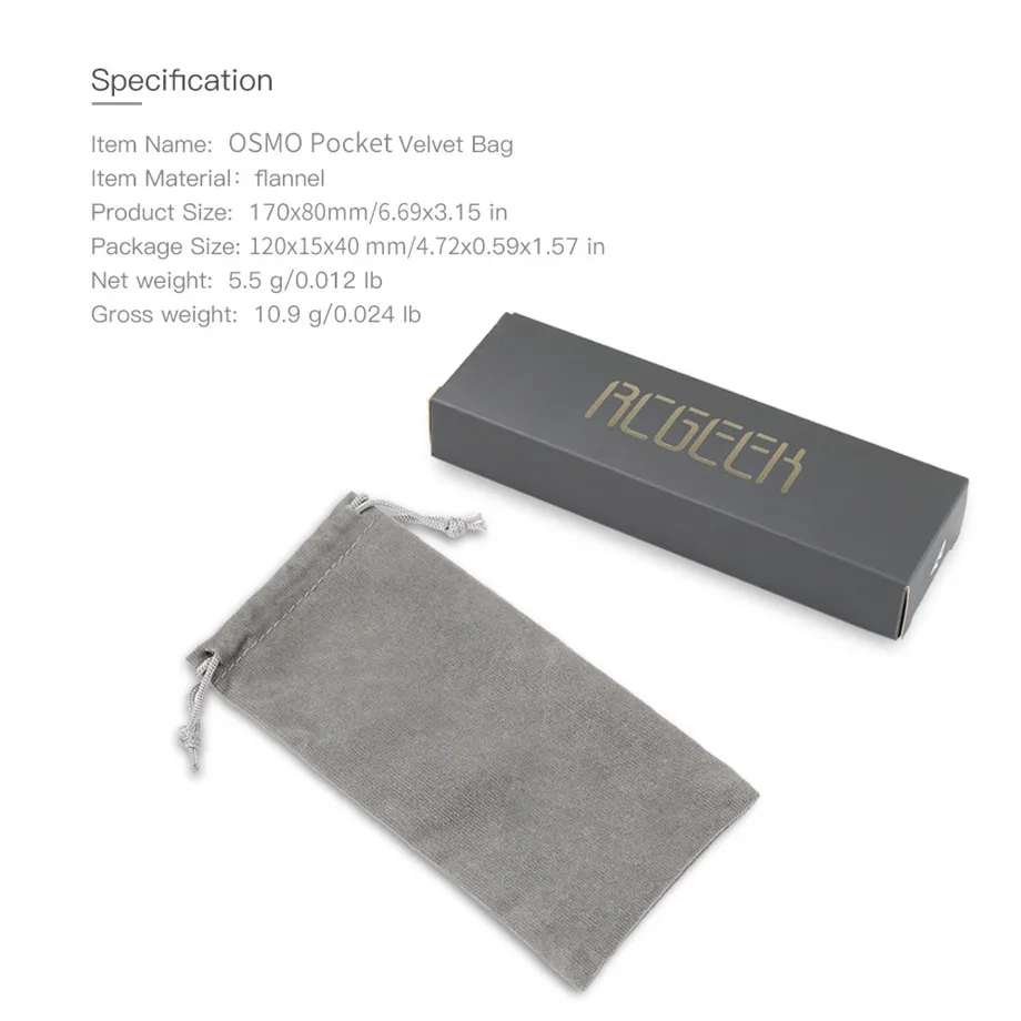 OMSO Pocket  Mini Velvet Storage Bag Shrink bag For DJI OMSO Pocket Handheld Gimbal Carrying Case Handbag-6