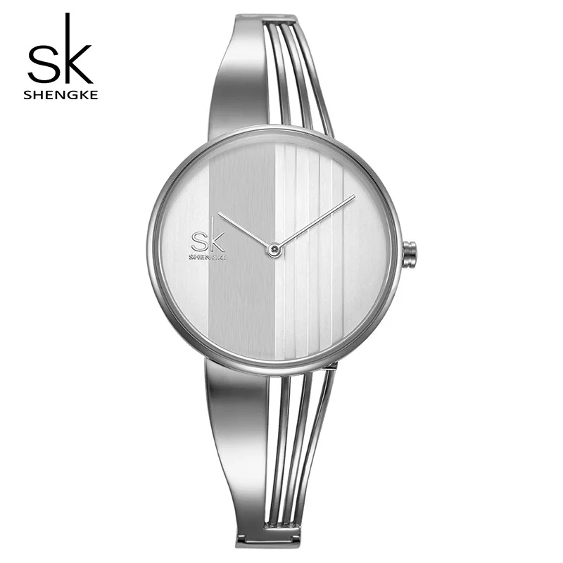 Shengke, креативные кварцевые часы для женщин, роскошный золотой браслет, часы, женские наручные часы, Reloj Mujer SK Montre Femme# K0062 - Цвет: Silver