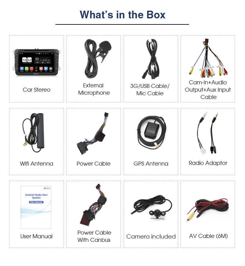 Perfect Pumpkin 2 Din 8"Android 9.0 GPS Autoradio Stereo Car Multimedia Player For Volkswagen/Golf/Skoda 4GB RAM 32GB ROM Wifi OBD2 DAB 24